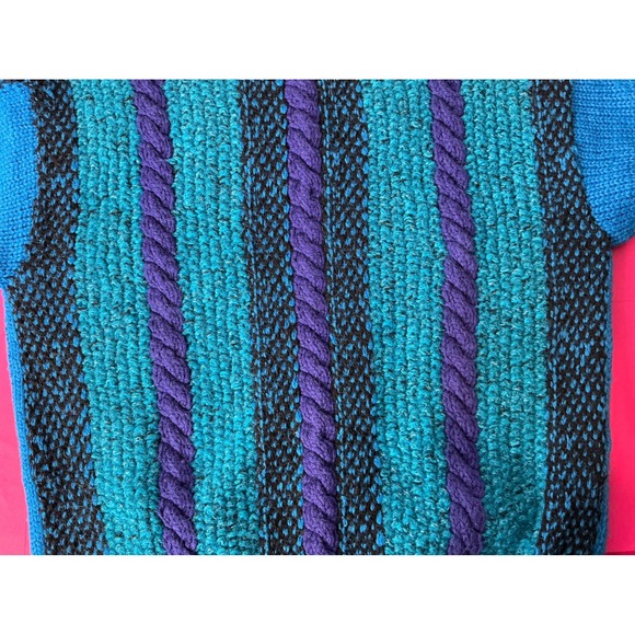 Vintage‎ Novo Womens Hand Knit Crew Neck Sweater Sz M 80's Art To Wear Ecletic - Picture 7 of 7